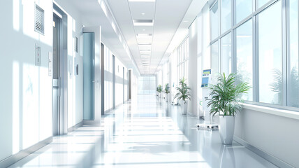 A white modern hospital corridor