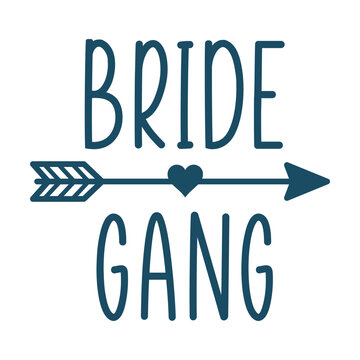 Bride gang with tribal arrow heart svg cut file. Isolated vector illustration.