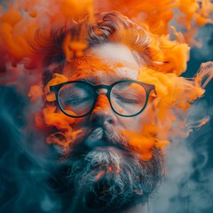Technological Portrait: Creative Man in Ultra-Resolution Photography generative ai