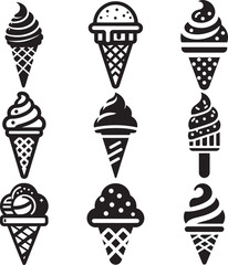 Ice cream vector illustration set.