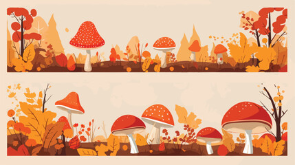 Autumn botanical banners flat vector templates. Lea - obrazy, fototapety, plakaty