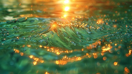 Crystal clear water with sunlight filtering through, creating a pattern of dancing light on a pool