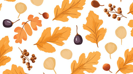 Autumn seamless pattern with acorns nuts cape goose