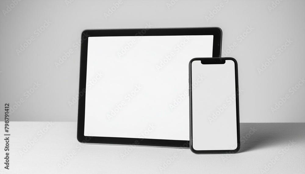 Fototapete mockup template for different screen sizes - monitor, tablet and phone - application design, web des