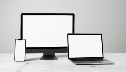 Mockup Template for Different Screen Sizes - Monitor, Tablet and Phone - Application Design, Web Design and User Interface Design - Asset for Presentation of Graphic Design and Portfolio