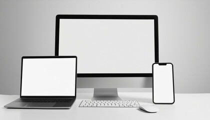 Mockup Template for Different Screen Sizes - Monitor, Tablet and Phone - Application Design, Web Design and User Interface Design - Asset for Presentation of Graphic Design and Portfolio