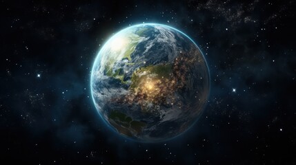 Obraz premium view of the earth from space with the sun shining UHD WALLPAPER