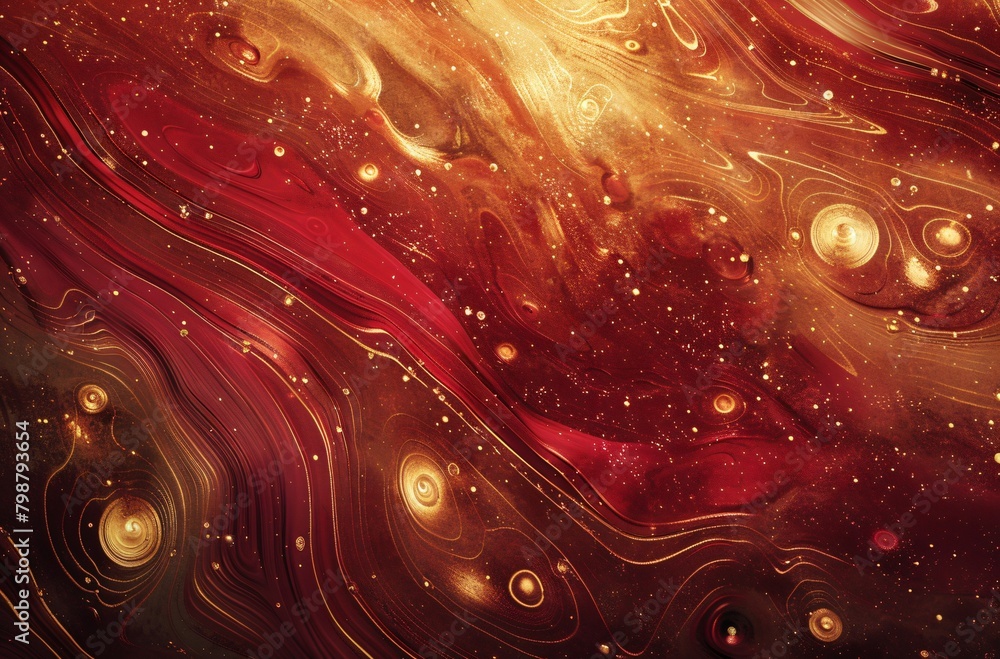 Poster background with a gradient of rich red and gold, with an abstract pattern