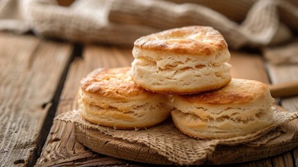 Close up image of butter biscuits on a wooden background