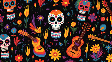 Day of dead traditional Mexican holiday seamless pa