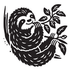 Black and White Sloth Vector  Silhouettes - Sloth Silhouette