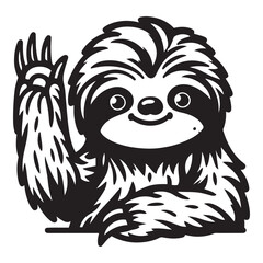 Black and White Sloth Vector  Silhouettes - Sloth Silhouette