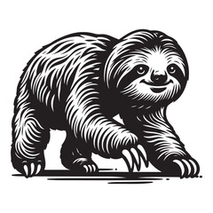 Black and White Sloth Vector  Silhouettes - Sloth Silhouette