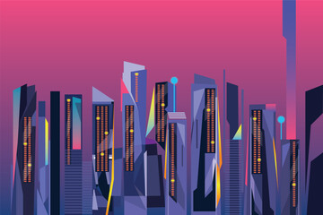 Neon City - Vector Illustration