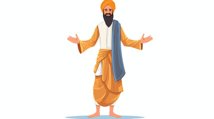 Barefoot sikh wearing traditional Indian clothes an