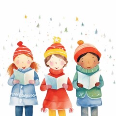 Christmas carols watercolor, joyful Christmas carols watercolor