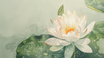 A detailed watercolor painting of a waterlily, Generative AI - obrazy, fototapety, plakaty