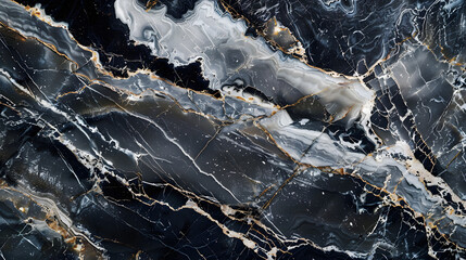 Black and white Patterned natural marble with gold veins (Gold Russia) texture background for product design.