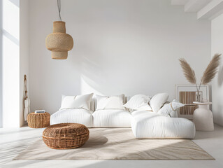 Contemporary chic interiors with minimalistic decor and natural lighting. Interior design...