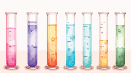 Detailed drawing of test tubes with colorful fizzy