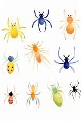 Halloween spiders watercolor, scary Halloween spiders watercolor