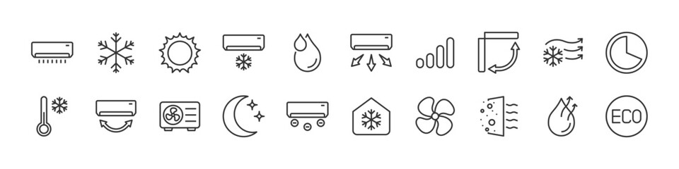 set of air condition icons, cooling, technology