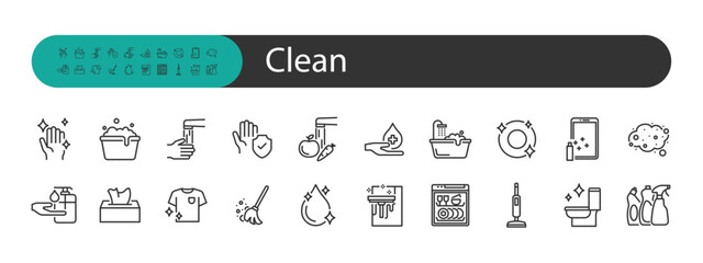 set of clean icons, hygiene, cleaning, housework - obrazy, fototapety, plakaty