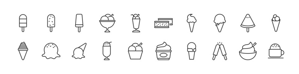 set of ice cream icons, sweet, popsicle, summer