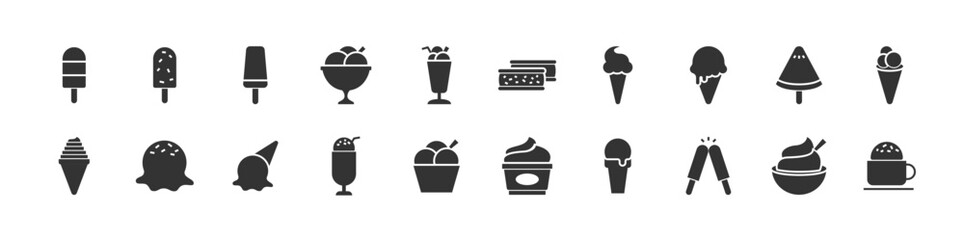set of ice cream icons, sweet, popsicle, summer