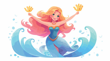 Beautiful mermaid with long blonde hair and fish ta