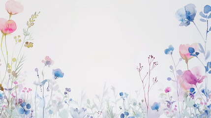 A delicate watercolor floral border on a bright background.