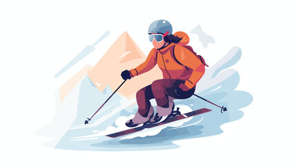 Disabled woman skier with amputated leg vector flat