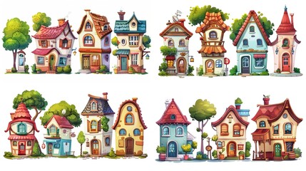 	
cute fairytale cartoon house clipart isolated on white background, quirky house , Generative Ai	
