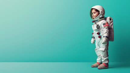 little girl wearing space helmet portarite