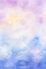 Fototapeta na wymiar New Year fireworks watercolor, vibrant New Year fireworks watercolor