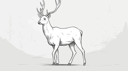 Beautiful sketch drawing of standing male deer rein