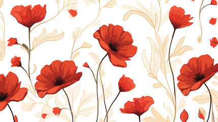 Beautiful square backdrop with blooming poppy flowe - obrazy, fototapety, plakaty