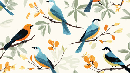 Beautiful tropical seamless pattern with different