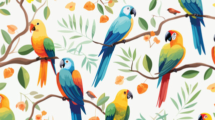 Beautiful tropical seamless pattern with different