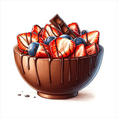 An illustration for world chocolate day, Edible Chocolate Bowl, rendered in watercolor style.