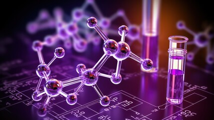 Abstract chemistry pattern on purple background UHD WALLPAPER