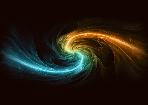 Red and blue lightning, abstract electrical background