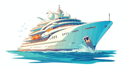 Doodle drawing of luxurious passenger ship liner wa