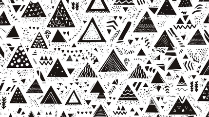 Doodle hand drawn seamless pattern with triangles.