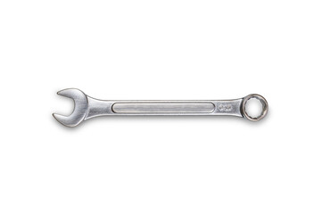 Top view of combination wrench or spanner isolated on white background with clipping path.