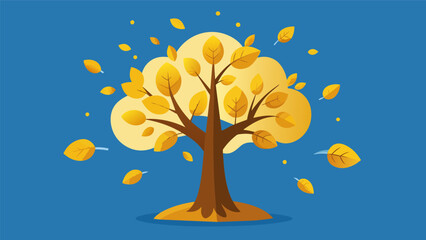 A tree covered in golden leaves representing the valuable insights and strategies it has to offer to a young budding tree seeking financial