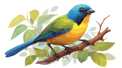Blue-headed tanager. Tropical bird with colorful pl
