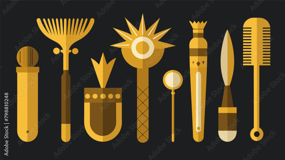 Poster a set of goldtipped grooming tools carefully crafted with precision for a sophisticated touch..