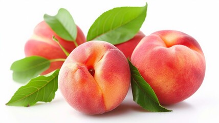 peach isolated on white background, Generative AI,