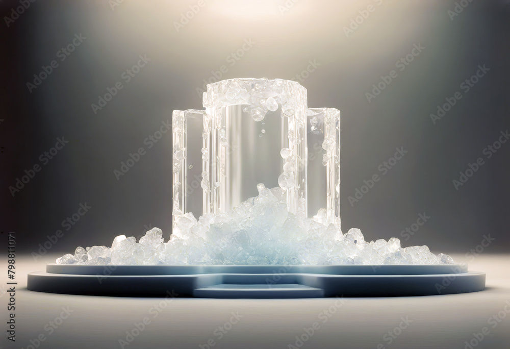 Aufkleber '3d render promotion product ice podium splay scene poduim background dais abstract platform display